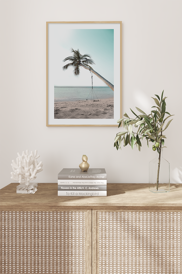 Coconut Tree with a Swing Poster