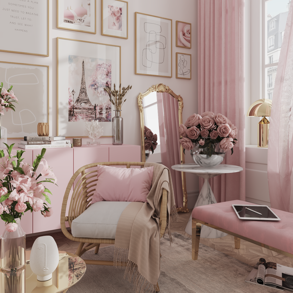Luxury pink living room discount