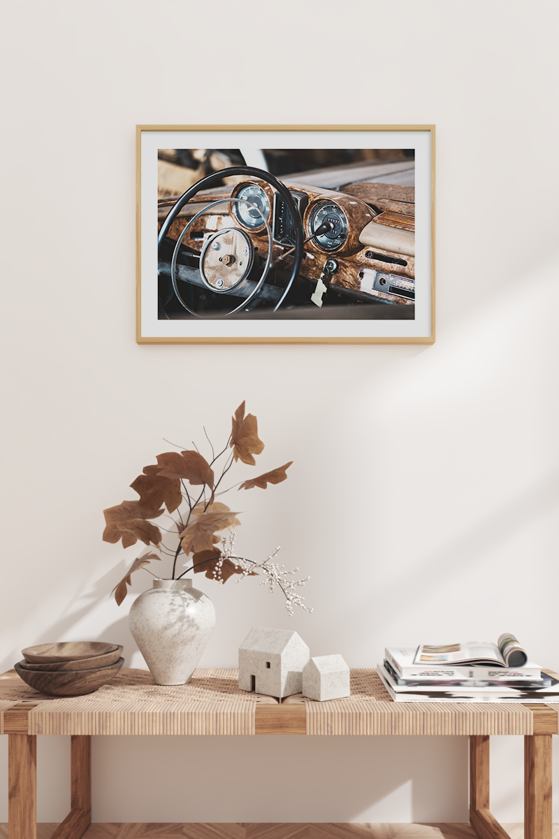 Dark Brown Vintage Car Poster