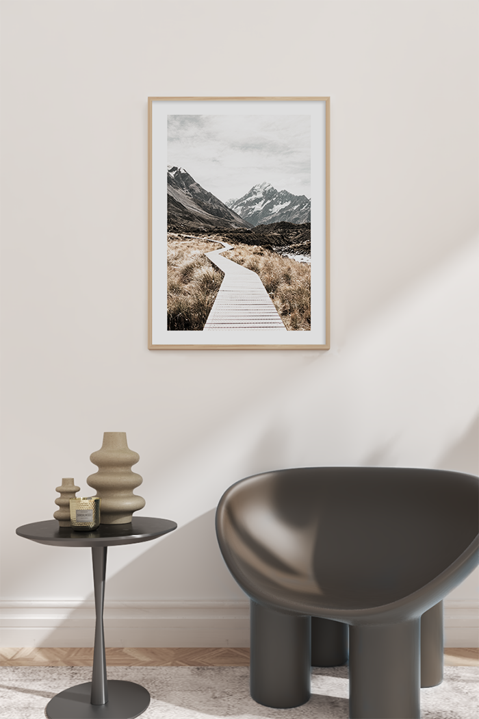Wooden Bridge to the Mountain Poster