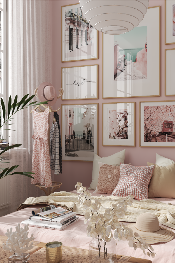 Pink and Beige Building Poster