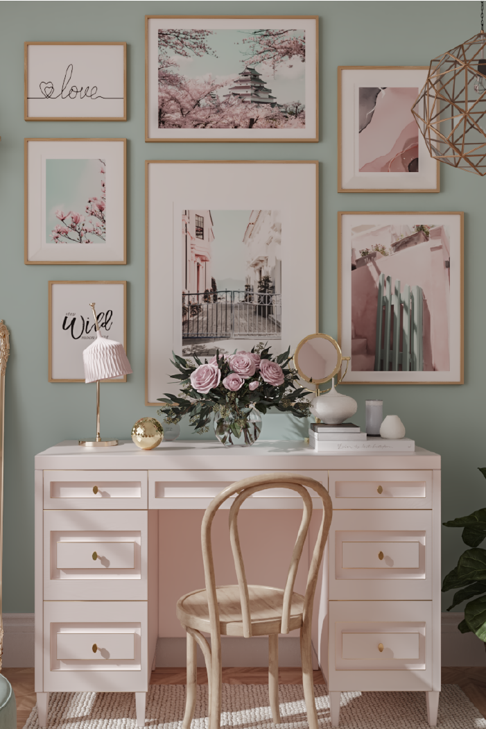 Pink and Beige Building Poster