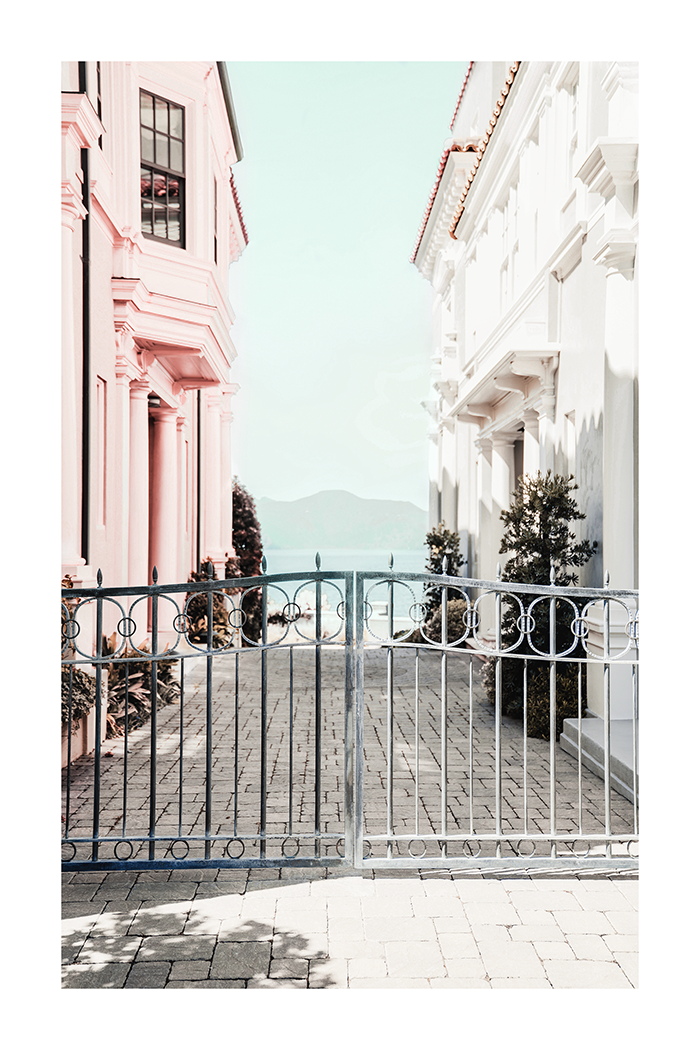 Pink and Beige Building Poster