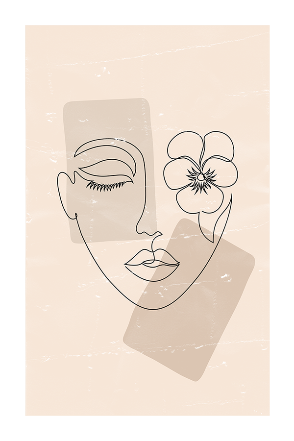 Floral Female Face Line Art Poster