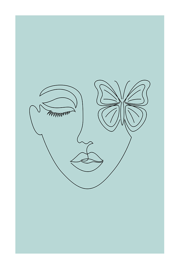Butterfly Female Face Line Art Print