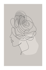 Floral Profile Face Line Art