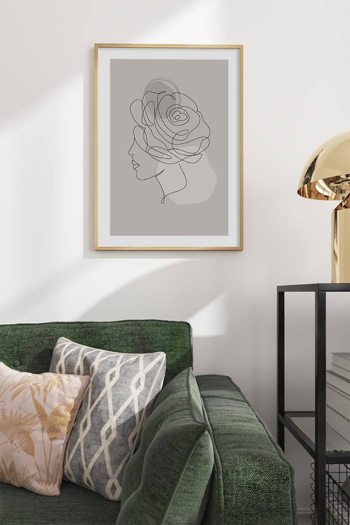 Floral Profile Face Line Art