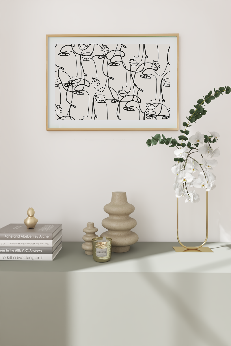 Abstract Line Face Art Print