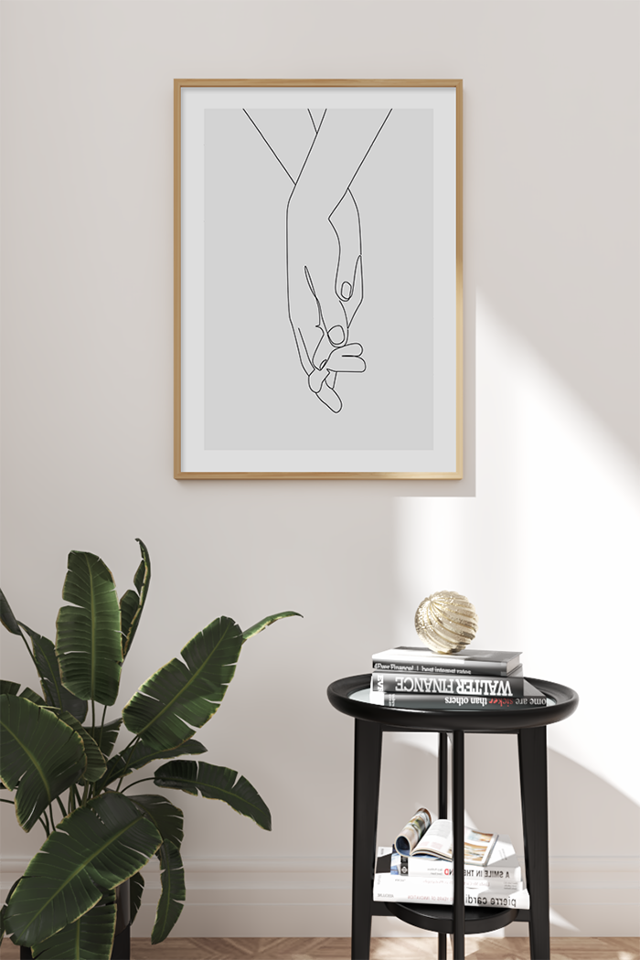 Minimalist Handhold Line Art Poster