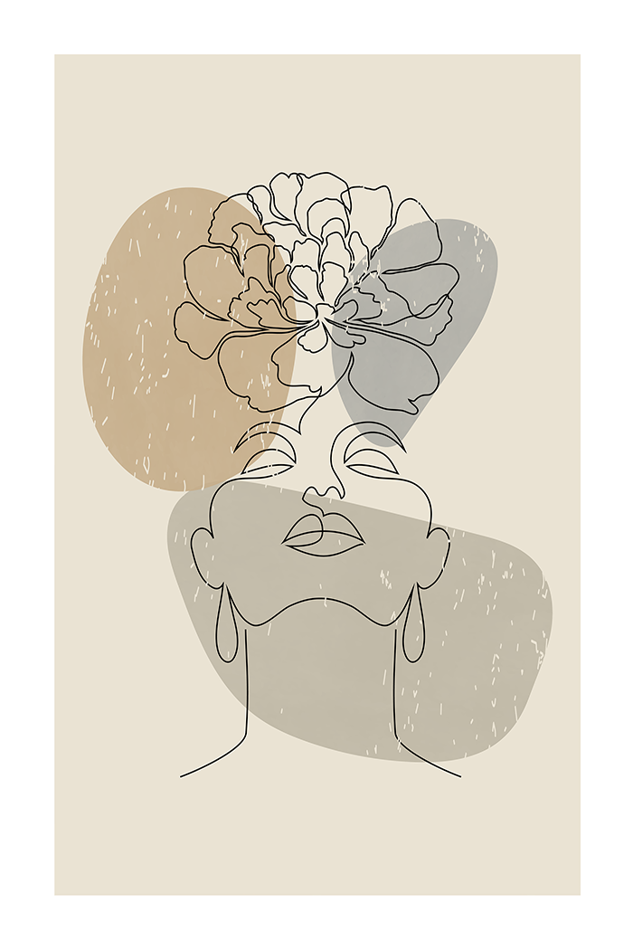 Flower on Face Line Art Poster