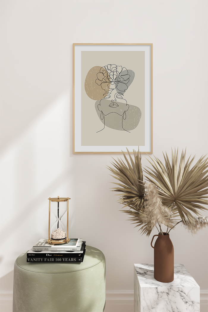 Flower on Face Line Art Poster