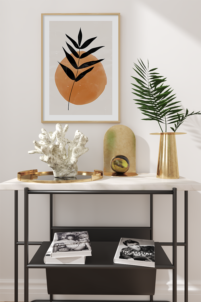 Black Leaf Art Poster