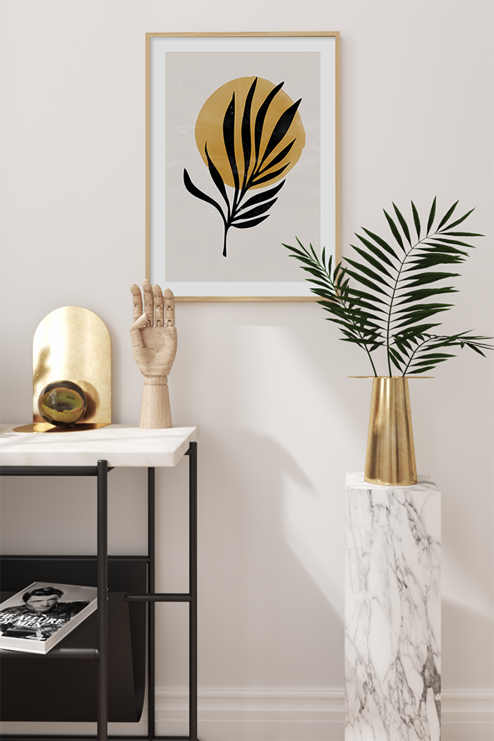 Abstract Black Leaf Poster