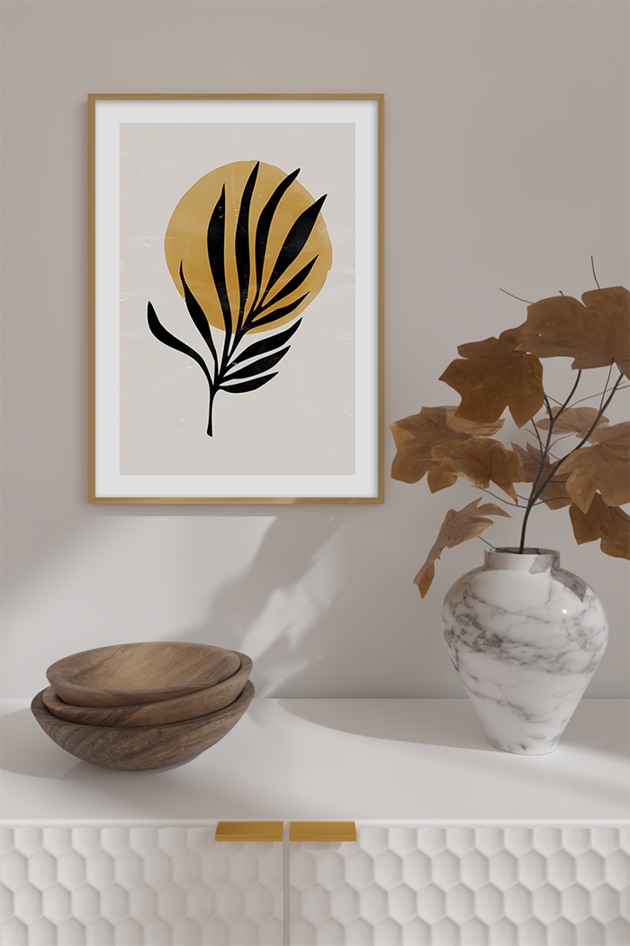 Abstract Black Leaf Poster