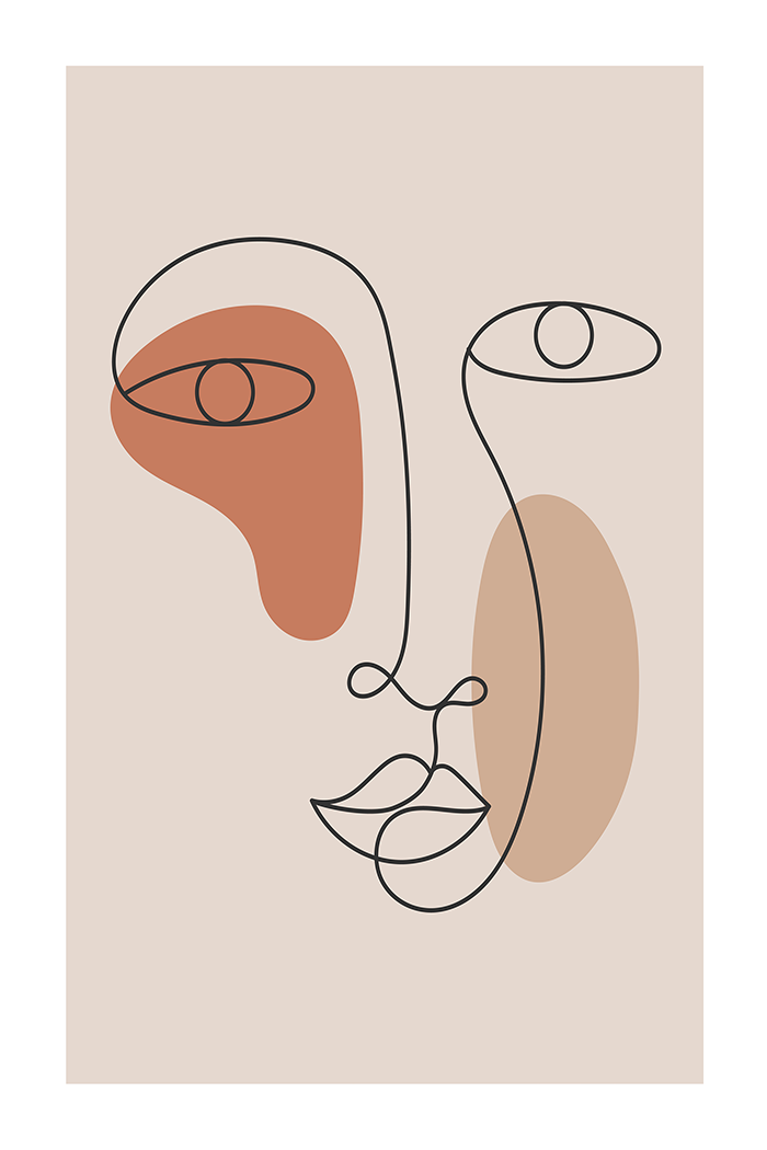 Abstract Line Face Poster