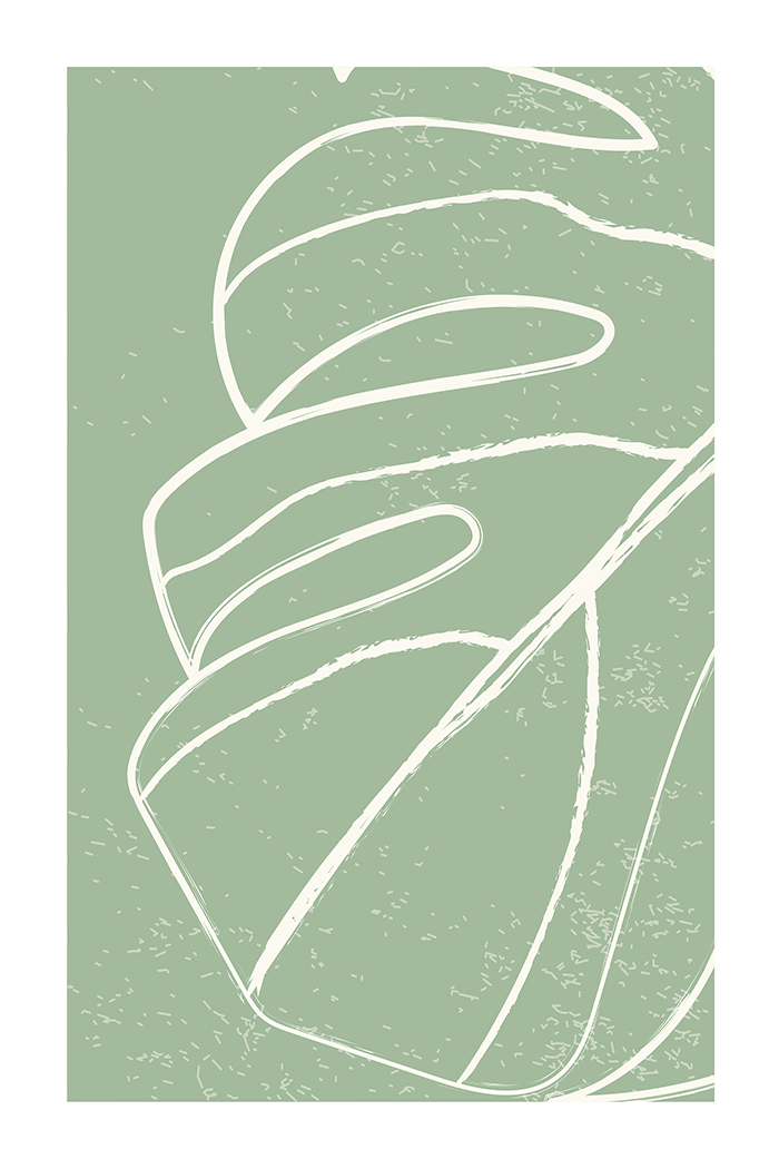 Minimalist Monstera Line Art Print