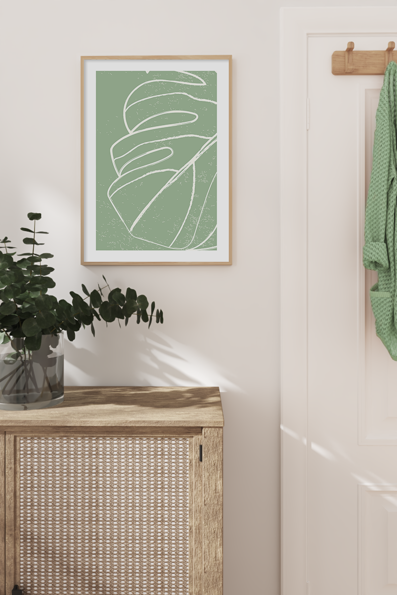 Minimalist Monstera Line Art Print