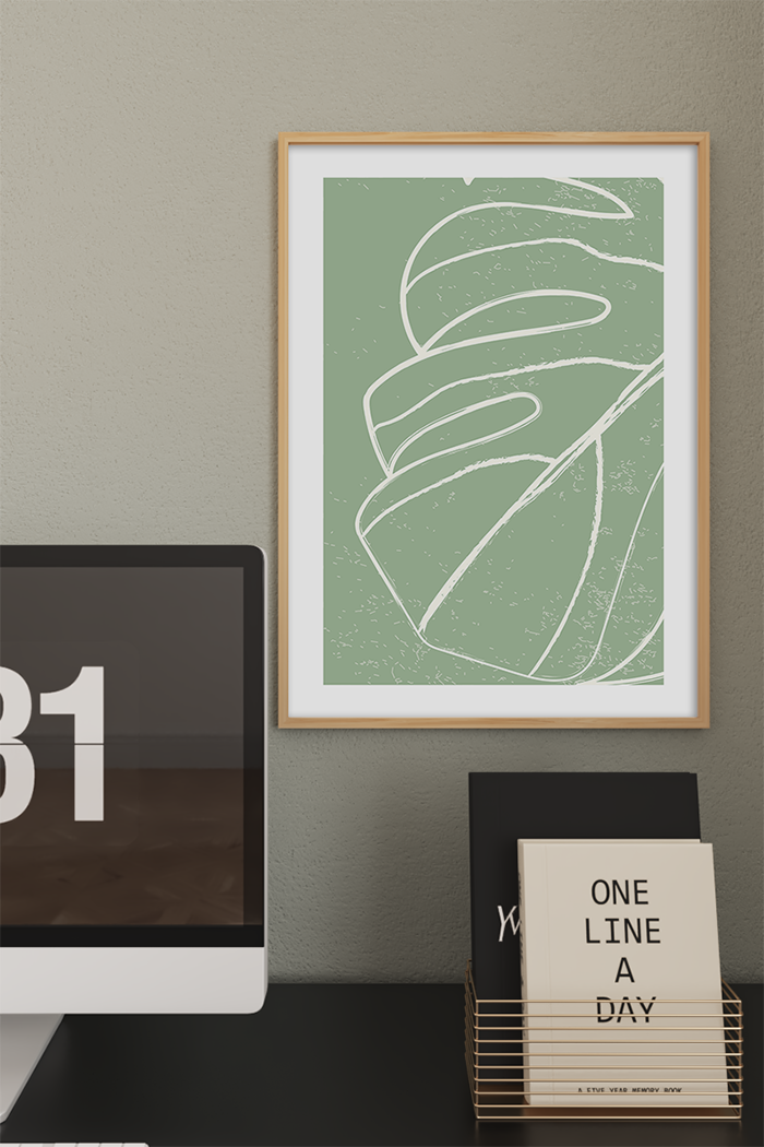 Minimalist Monstera Line Art Print