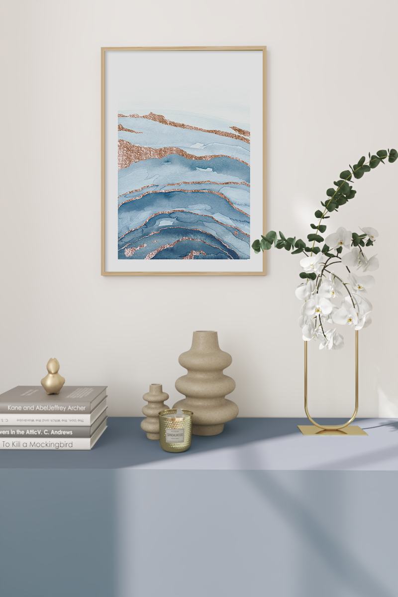 Abstract Golden Blue Poster