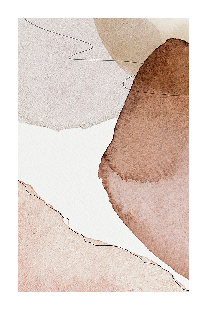 Brown Beige Abstract Watercolor Print