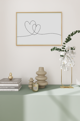 Double Heart Love Line Art Print