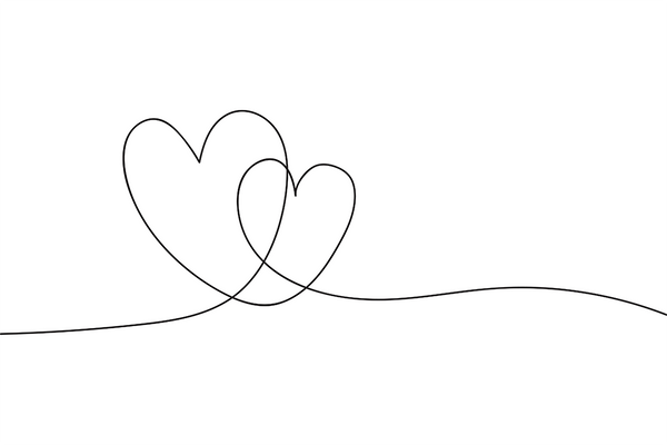Double Heart Love Line Art Print