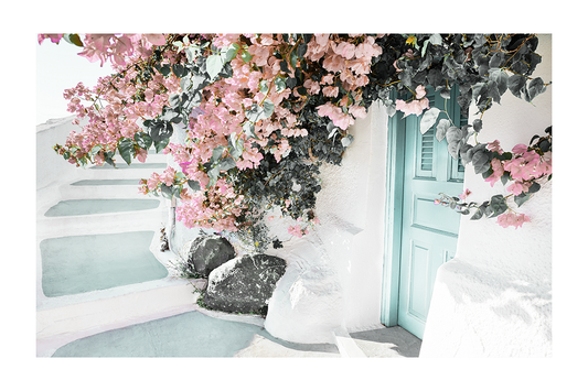 Santorini Flower Door Poster