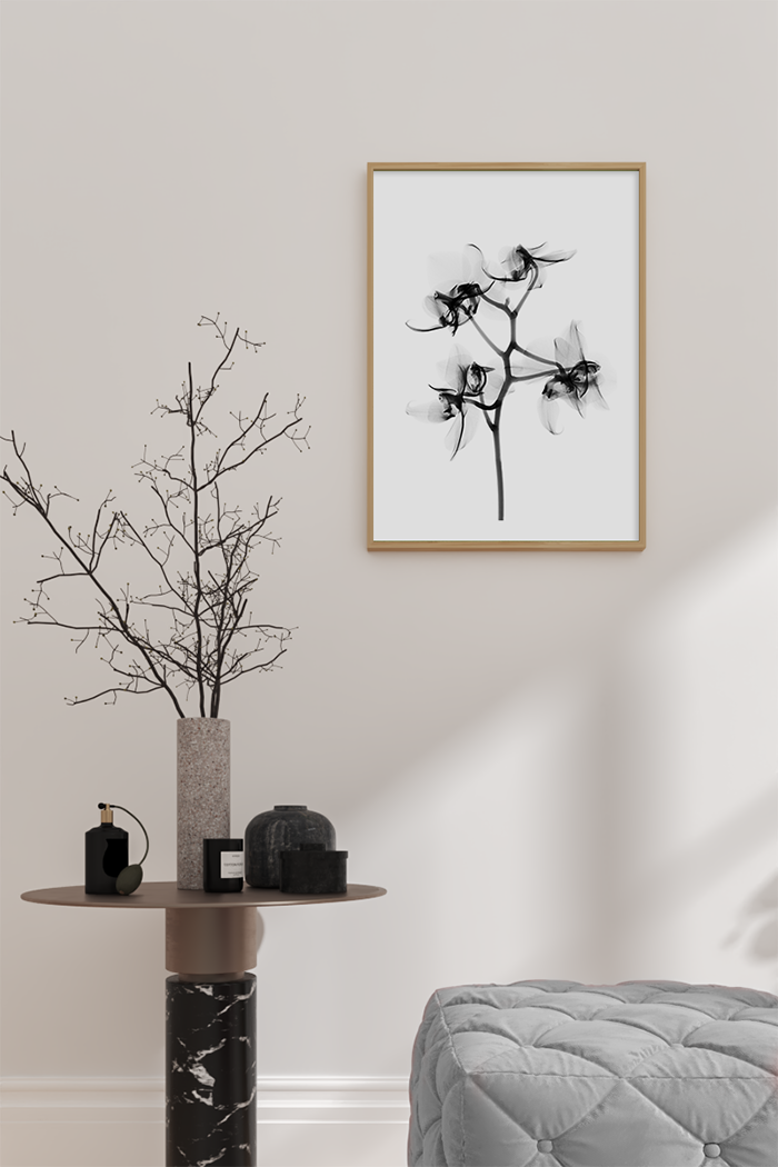 Black Watercolor Flower Poster