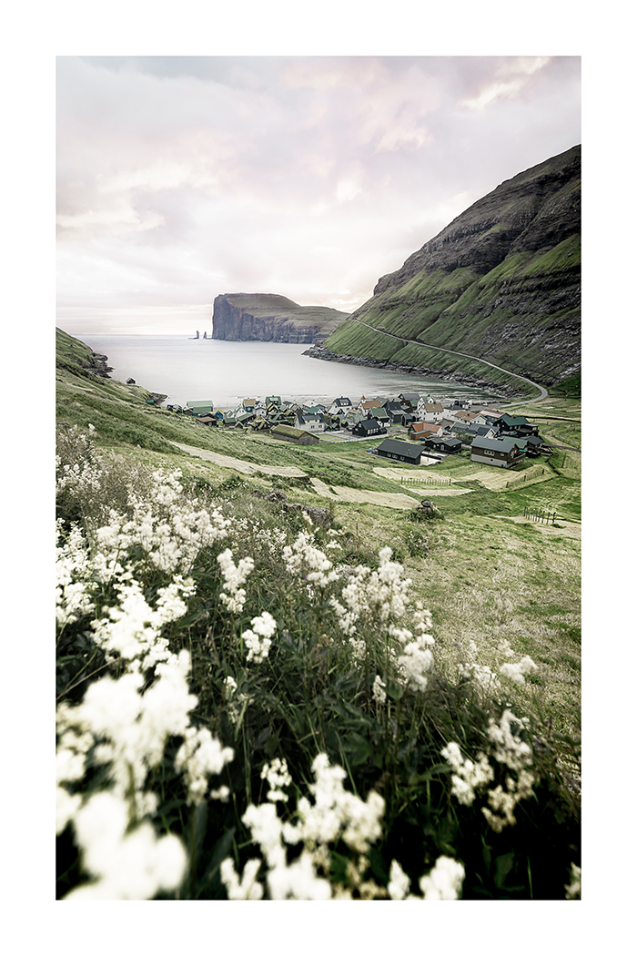 Seaside Mountain Surrounding Village Poster