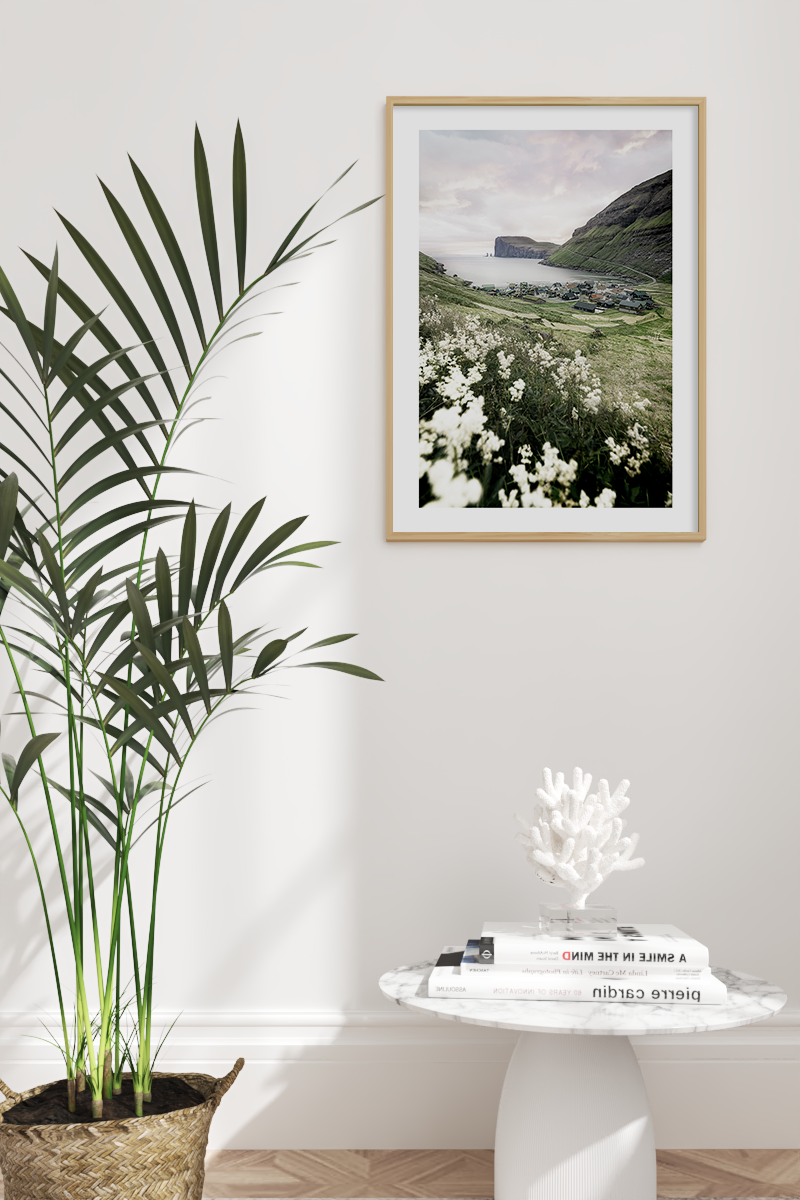 Seaside Mountain Surrounding Village Poster