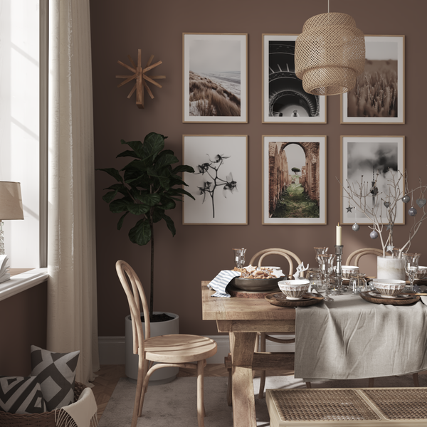 Brown Dining Room Kitchen Wall Design Black and White Photograph Modern Nature Poster