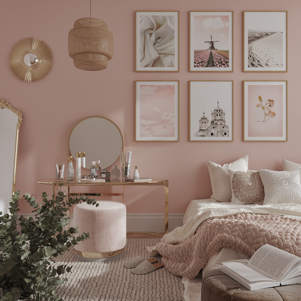 Pink Vanity Room Glam Girl Guest Bedroom Ideas Remodel Modern Landscape Flower Print