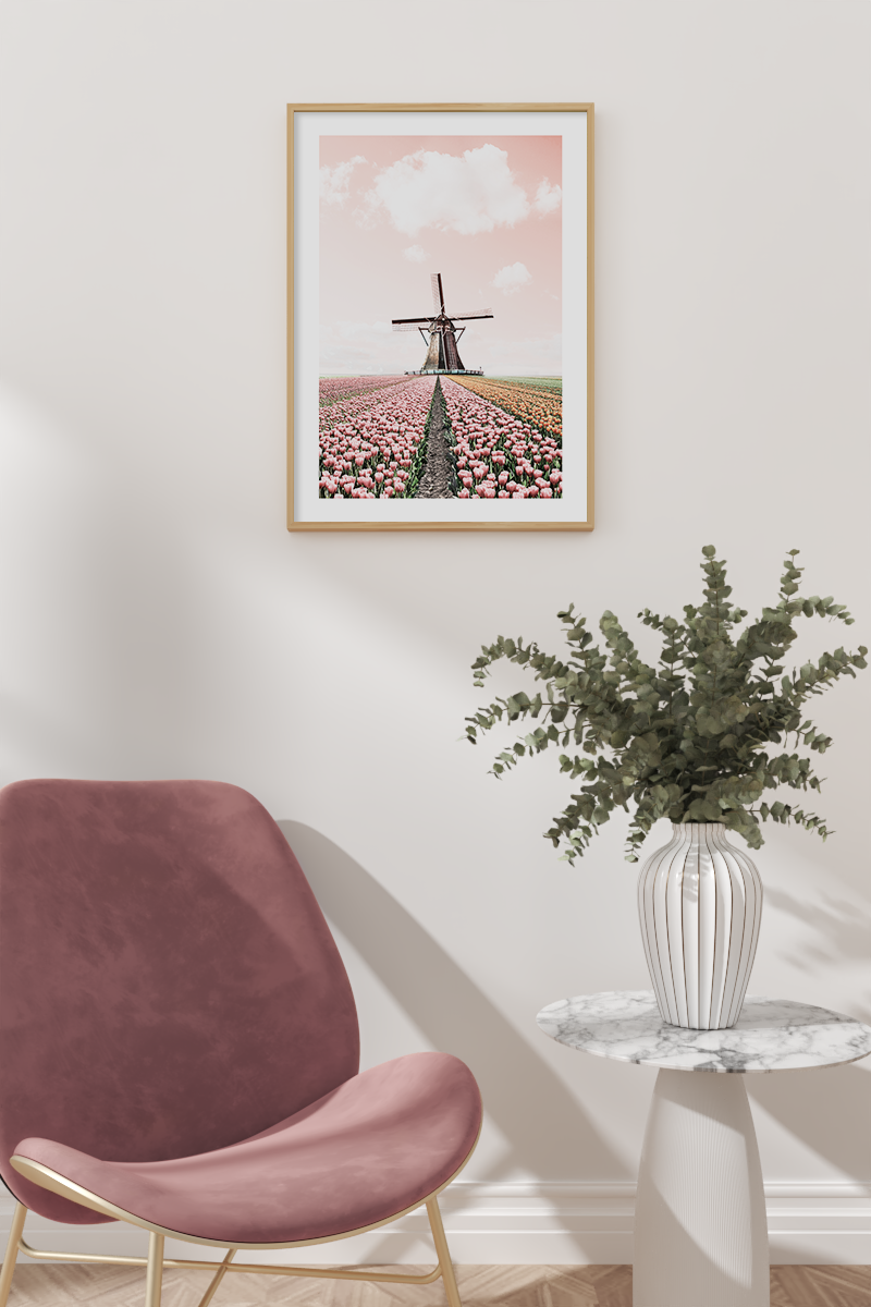 Windmill in a Flower Sea Poster