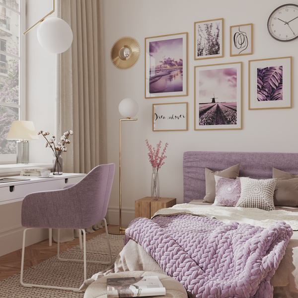 Purple Wall Art Master Girl Women Modern Bedroom Office Lavender Poster Decor Aesthetic