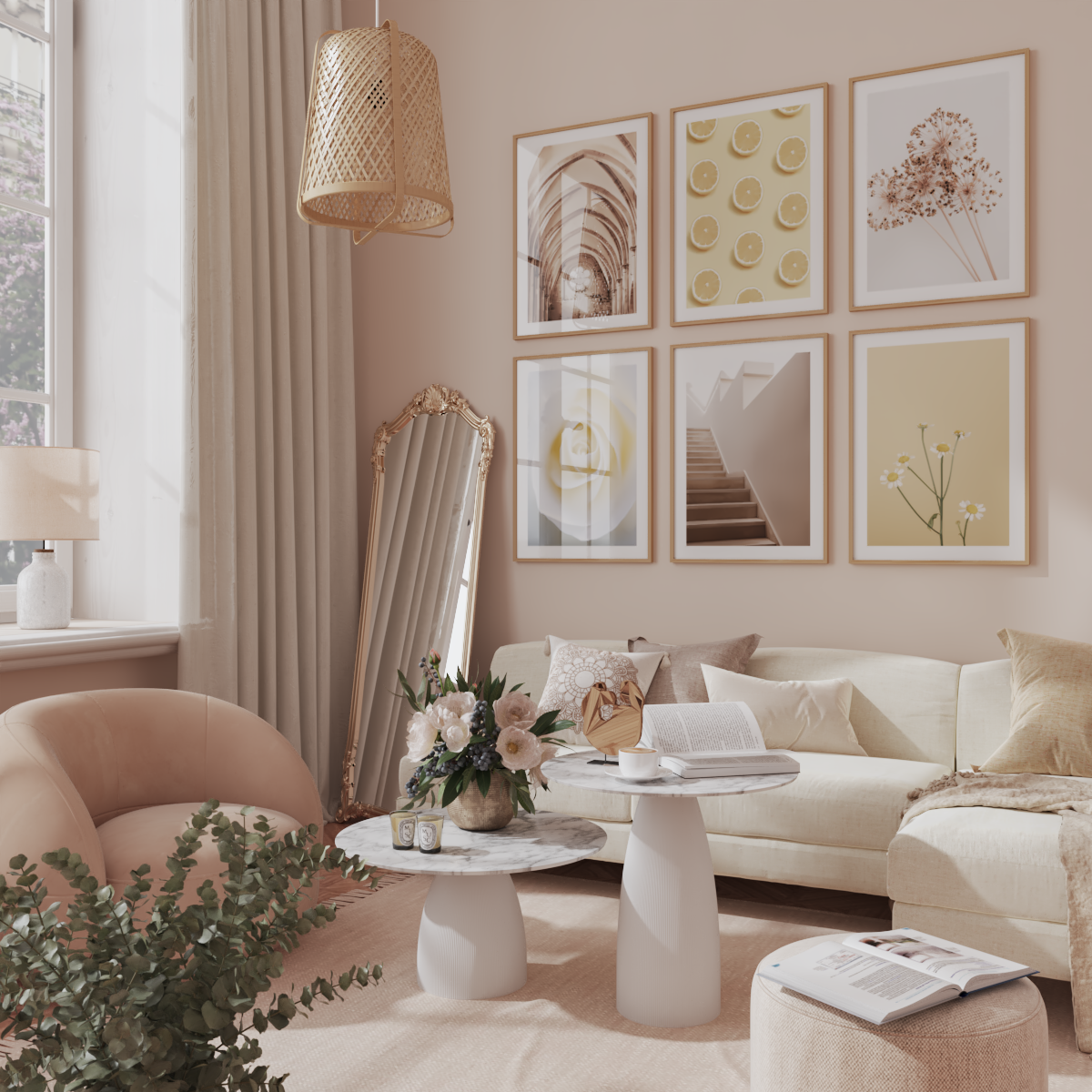 Modern Glam Living Room Wall Frame Yellow Art Print Decor Daisy Poster Botanical Picture