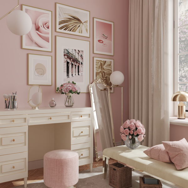 Pink Girl Dressing Room Decor Modern Wall Art Idea Drink Poster Luxury Bedroom Remodel