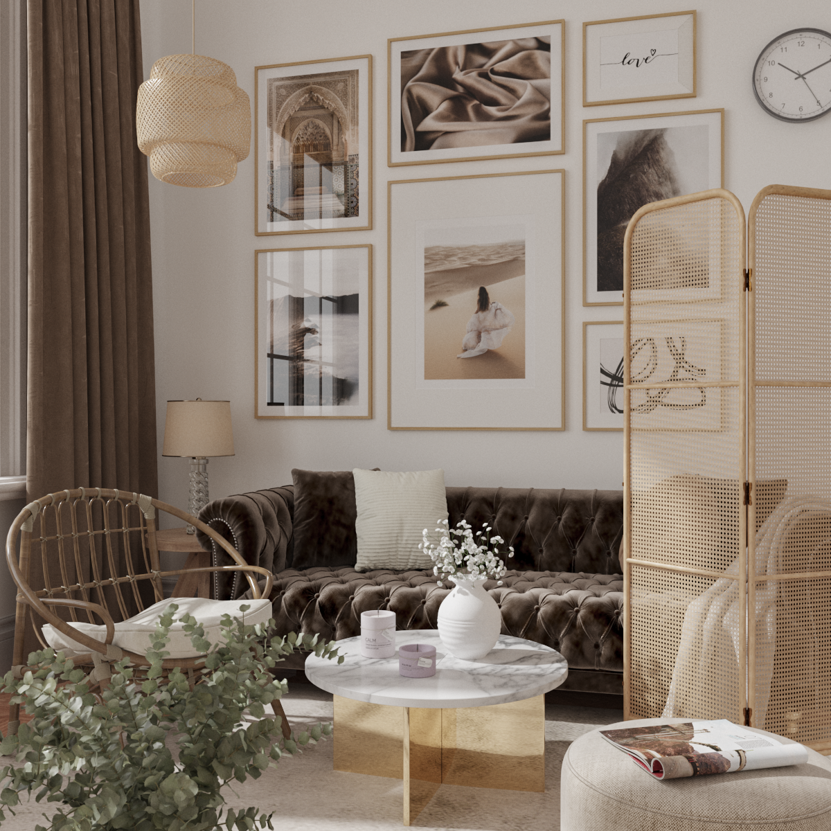Fashion Living Room Home Wall Inspiration Brown Aesthetic Landscape Mountain Art Print