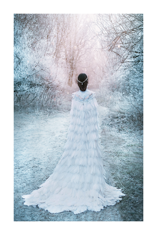 Women in Feather Dress Poster