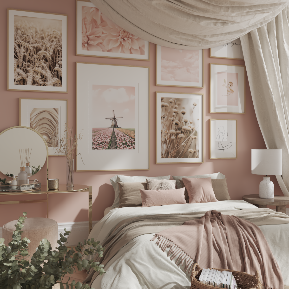 Pink Girl Master Bedroom Ideas Nature Aesthetic Dressing Room Decor Modern Art Poster