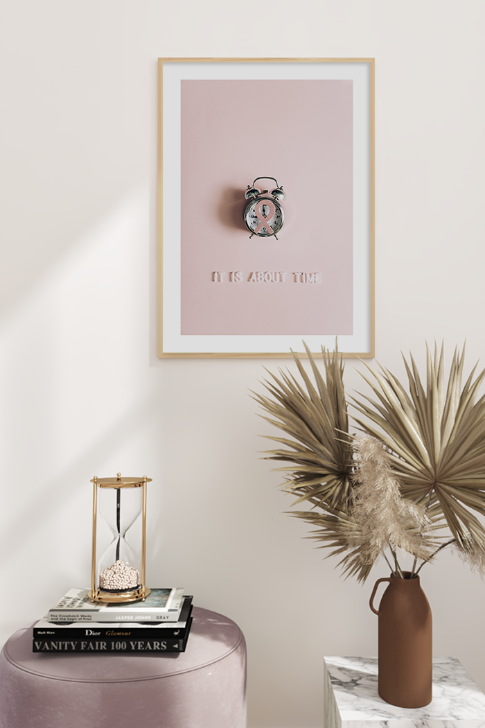 Alarm Clock on Pink Wall Poster