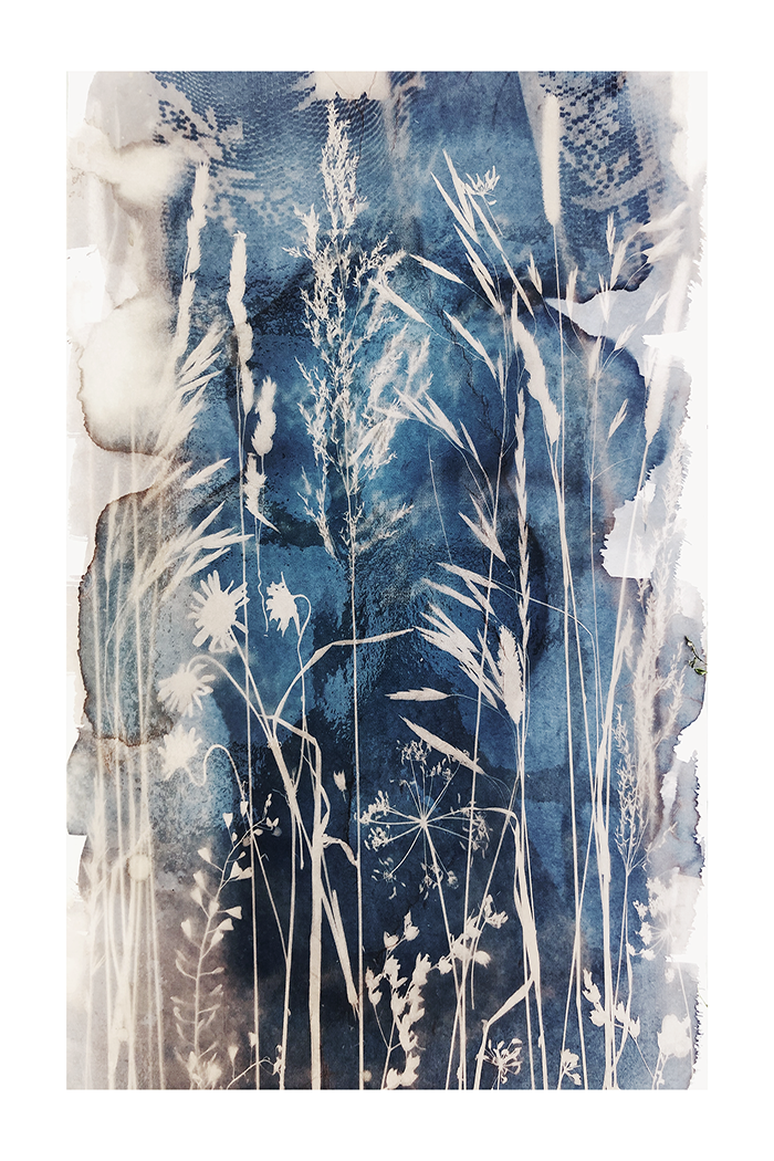 Abstract Blue Dry Leaf Poster