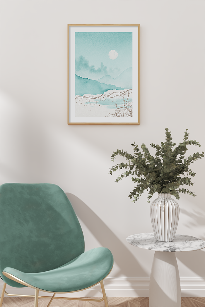 Snowy Mountain Painting Poster