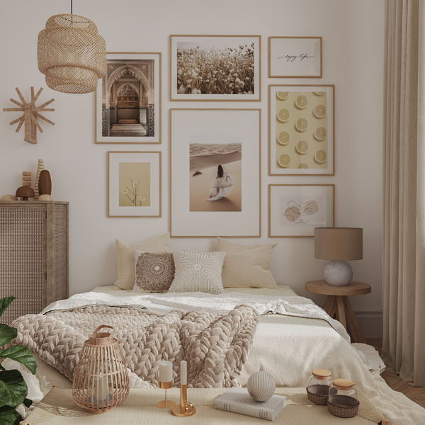 Teen Girl Bedroom Ideas White Wall Decor Modern Boho Style Nature Art Abstract Poster