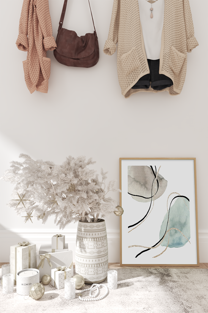 Watercolor Mint Green Shape Poster