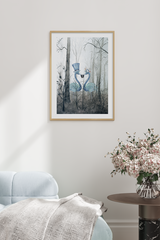 Blue Watercolor Flamingo Poster
