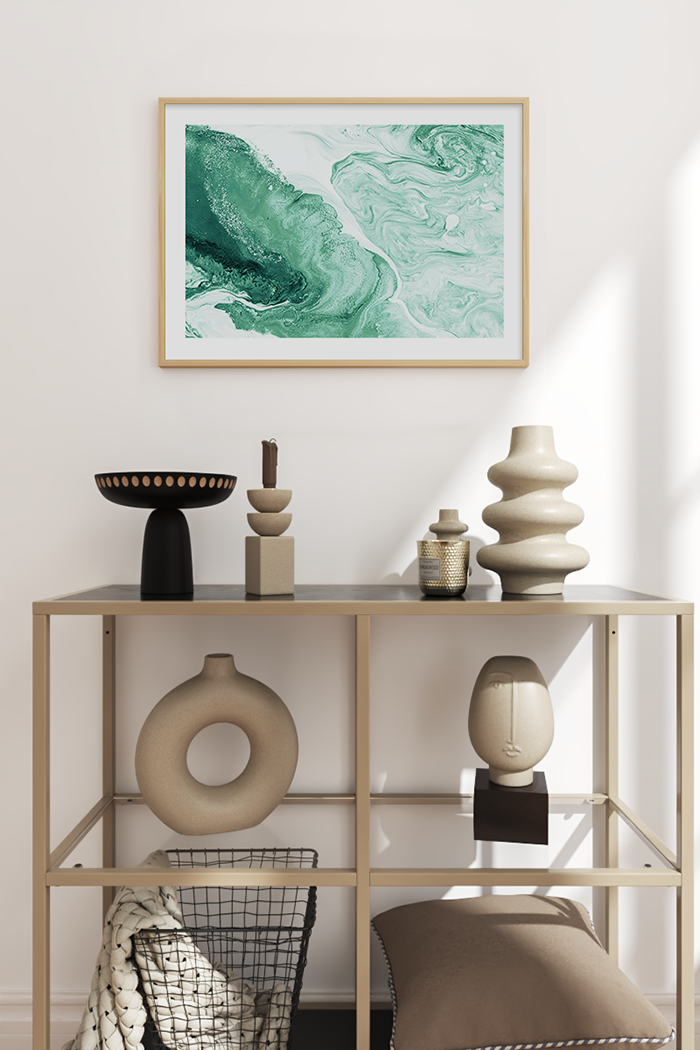 Abstract Green Wave Poster