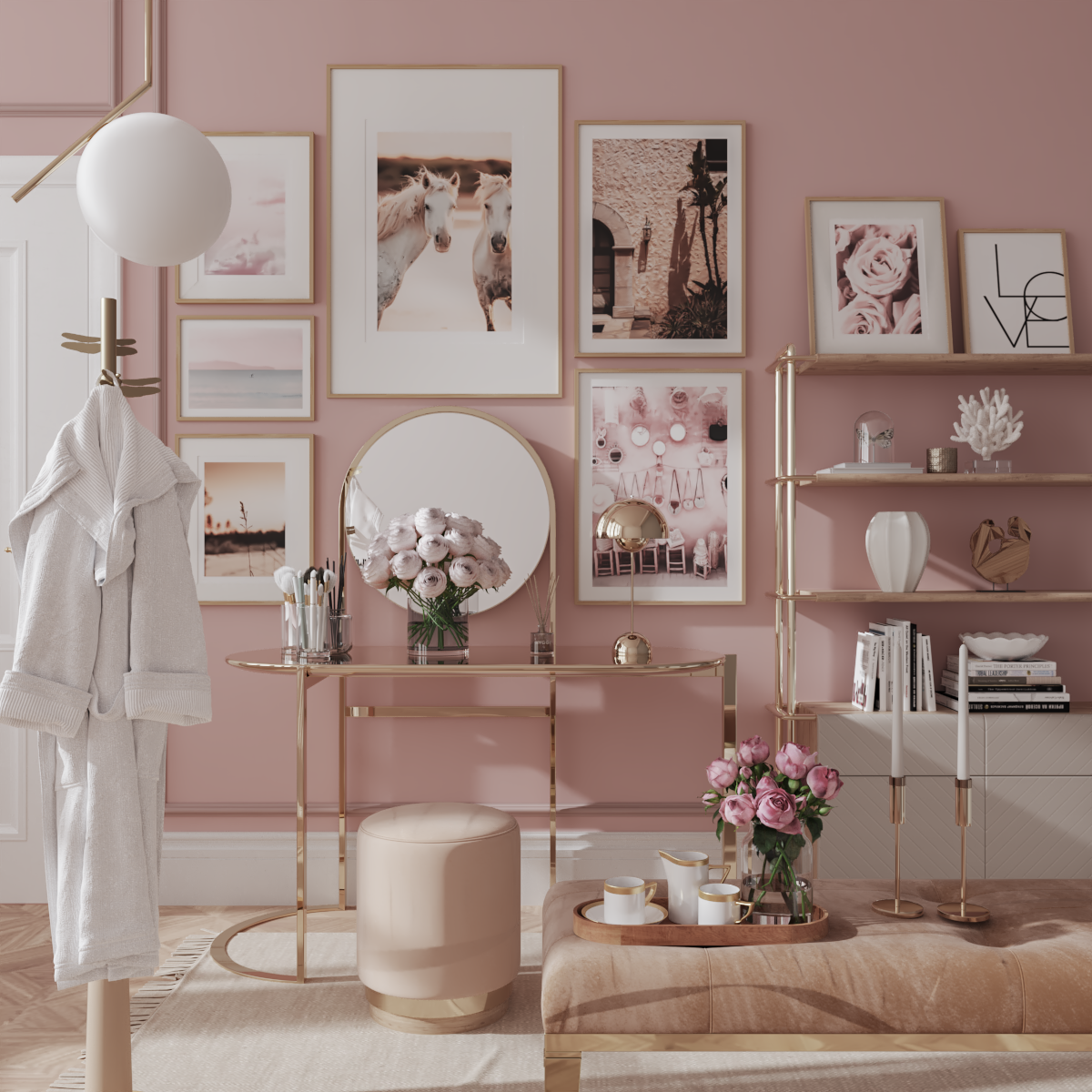 Girl Modern Master Bedroom Design Vanity Room Ideas Wall Poster Pink Aesthetic Decor