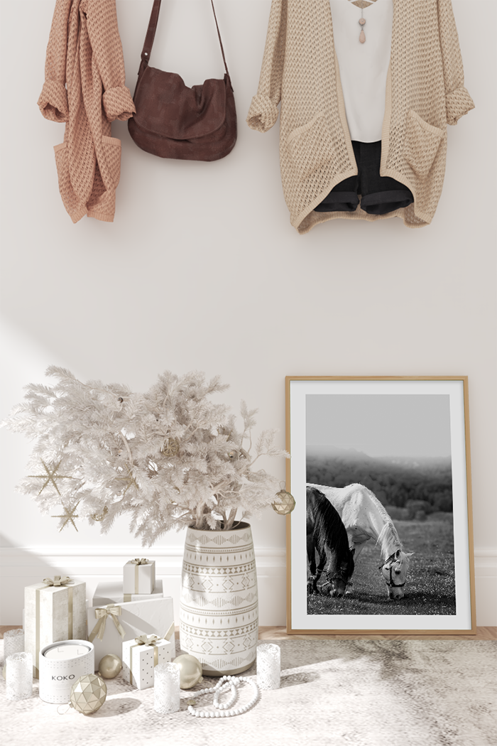 Black and White Horses Poster