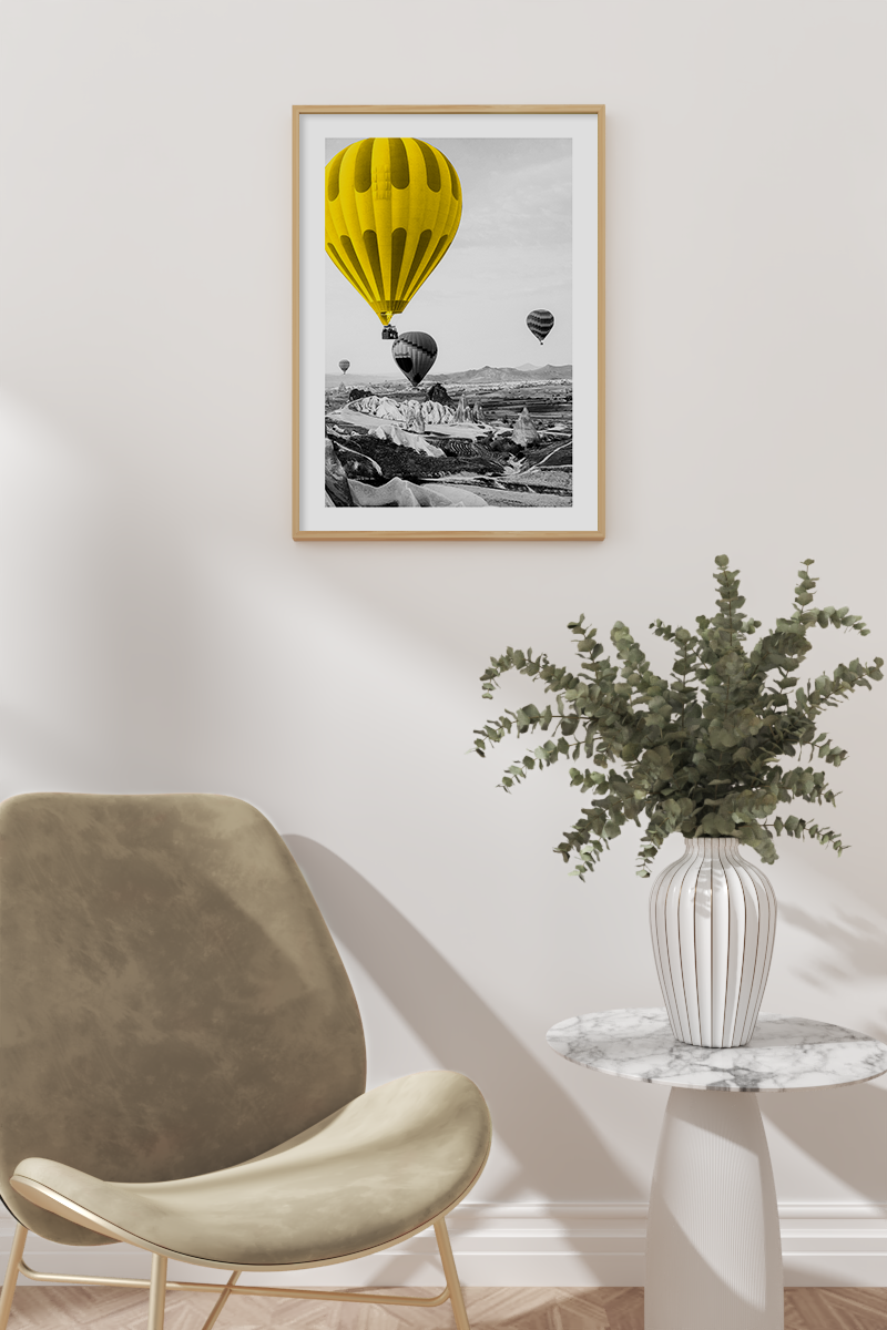 Yellow Hot Air Balloon Poster