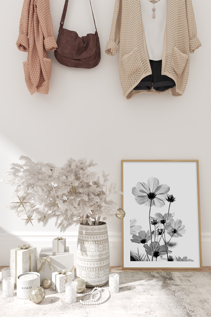 Black and White Flower Poster